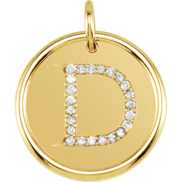 14K Yellow .08 CTW Natural Diamond Posh Mommy® Initial D Pendant