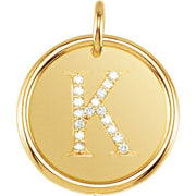 18k Yellow Vermeil .08 Ctw Natural Diamond Posh Mommy® Initial K Pendant