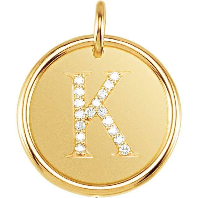 18k Yellow Vermeil .08 Ctw Natural Diamond Posh Mommy® Initial K Pendant