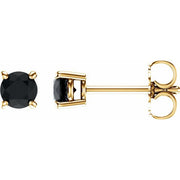 14K Yellow 4 mm Natural Black Onyx Stud Earrings