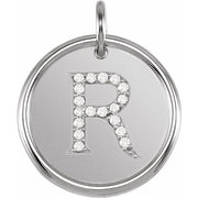 14K White .07 CTW Natural Diamond Posh Mommy® Initial R Pendant