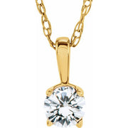 14k Yellow 3 Mm Imitation Diamond Youth Solitaire 14' Necklace