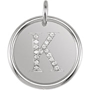 14K White .08 CTW Natural Diamond Posh Mommy® Initial K Pendant