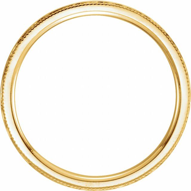 14k Yellow 2 Mm Flat Hammered Milgrain Edge Comfort-fit Band Size 6.5