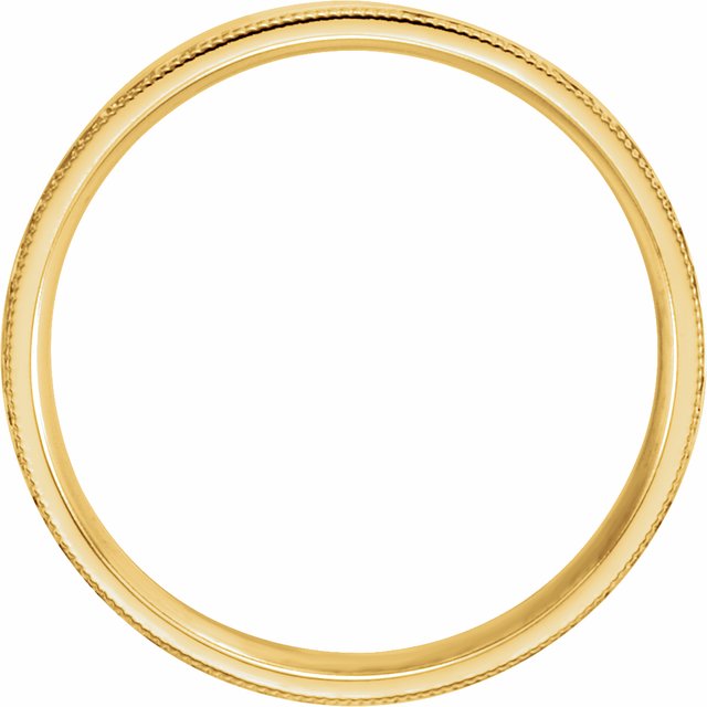 14k Yellow 5 Mm Flat Hammered Milgrain Edge Comfort-fit Band Size 8