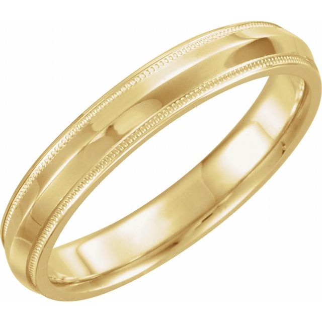 14k Yellow 4 Mm Knife Edge Comfort-fit Band With Milgrain Size 8