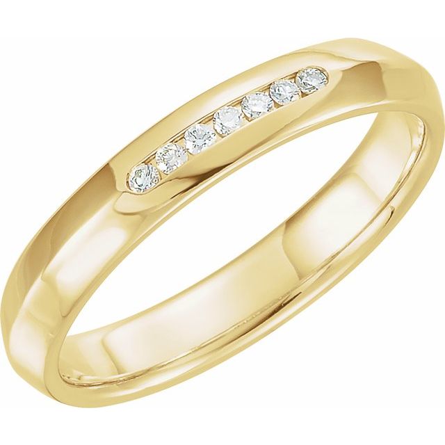 14k Yellow 1/10 Ctw Natural Diamond Knife-edge Comfort-fit Band Size 8