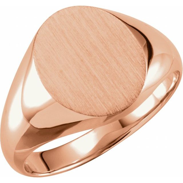 14K Rose Oval Signet Ring