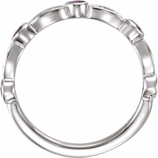 14k White Natural Ruby & 1/6 Ctw Natural Diamond Ring