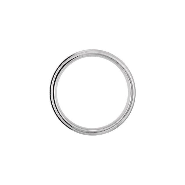 14K White 6 mm Half Round Milgrain Stone Finish Band Size 7