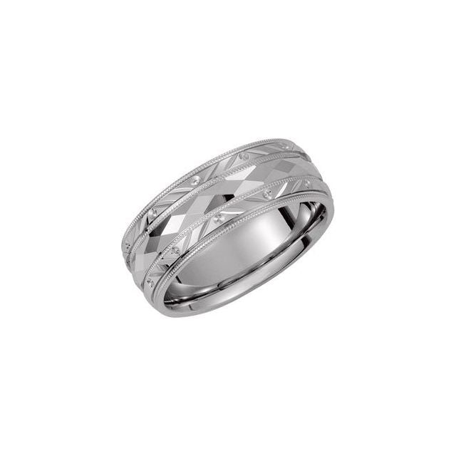 14k White 6 Mm Faceted Band Size 9.5