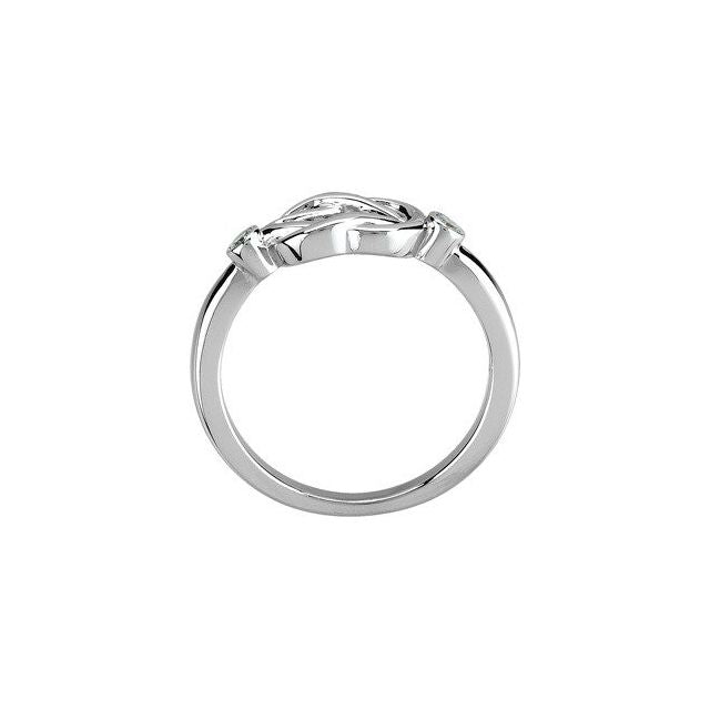 14K White .06 CTW Natural Diamond Knot Ring