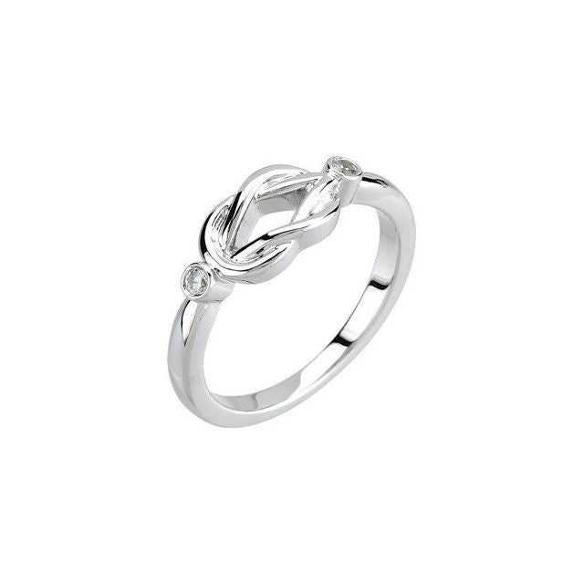 14K White .06 CTW Natural Diamond Knot Ring