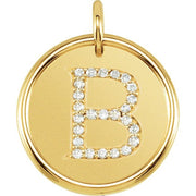 14K Yellow 1/8 CTW Natural Diamond Posh Mommy® Initial B Pendant