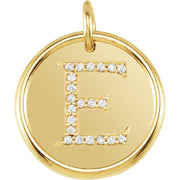 14K Yellow .08 CTW Natural Diamond Posh Mommy® Initial E Pendant
