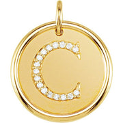 18k Yellow Vermeil .06 Ctw Natural Diamond Posh Mommy® Initial C Pendant