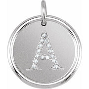 14K White .08 CTW Natural Diamond Posh Mommy® Initial A Pendant