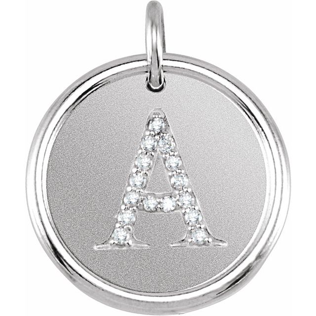 14K White .08 CTW Natural Diamond Posh Mommy® Initial A Pendant