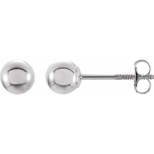 14k White 4 Mm Ball Stud Earrings