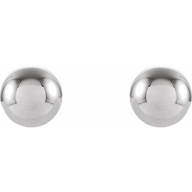 14k White 5 Mm Ball Stud Earrings