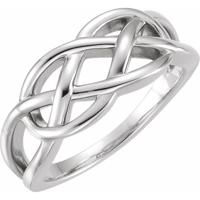 14k White 9 Mm Criss-cross Ring