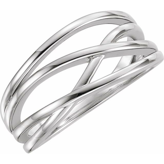 14k White Criss-cross Ring