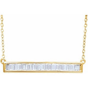 14k Yellow 1/2 Ctw Natural Diamond Baguette Bar 18' Necklace