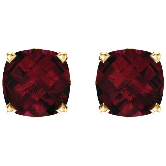 14K Yellow 6x6 mm Cushion Natural Mozambique Garnet Earrings