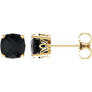 14K Yellow 6x6 mm Cushion Natural Black Onyx Earrings
