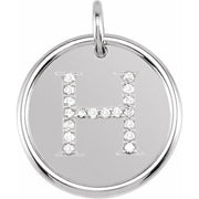 Sterling Silver .07 CTW Natural Diamond Posh Mommy® Initial H Pendant