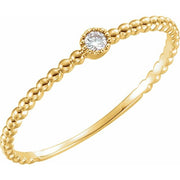 14k Yellow .03 Ctw Natural Diamond Beaded Bezel-set Ring