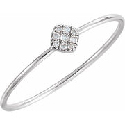 14k White 1/8 Ctw Natural Diamond Petite Cluster Ring