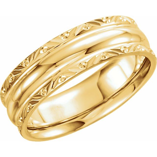 14k Yellow 6 Mm Design-engraved Band Size 6.5