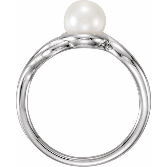 14k White Cultured White Freshwater Pearl Ring