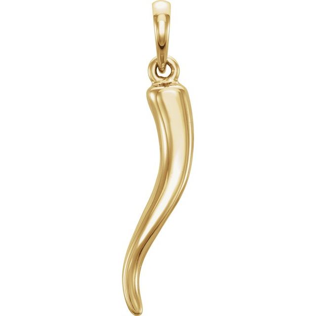 14k Yellow Italian Horn Pendant