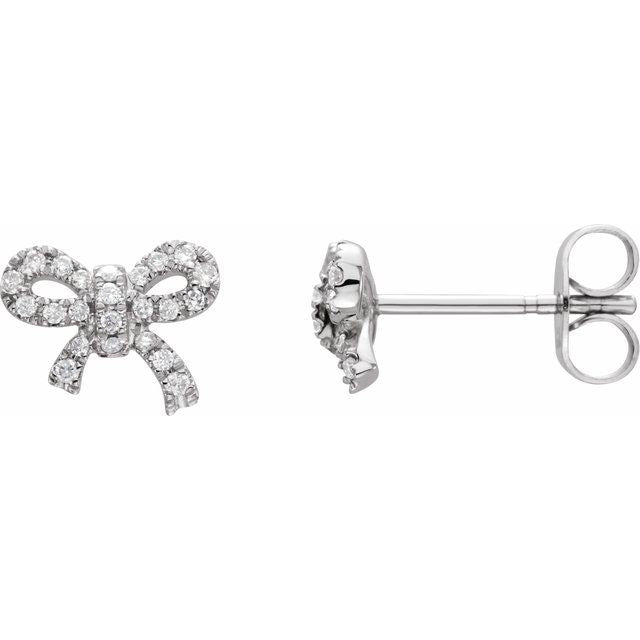 14k White 1/5 Ctw Natural Diamond Earrings