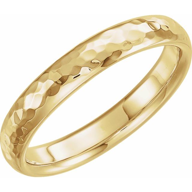 14k Yellow 4 Mm Half Round Hammered Comfort-fit Band Size 8.5