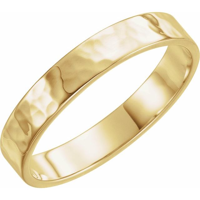 14k Yellow 4 Mm Flat Hammered Band Size 9.5
