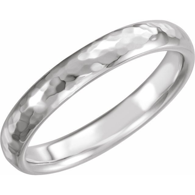 14k White 4 Mm Half Round Hammered Band Size 7