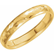 14k Yellow 4 Mm Half Round Hammered Band Size 9