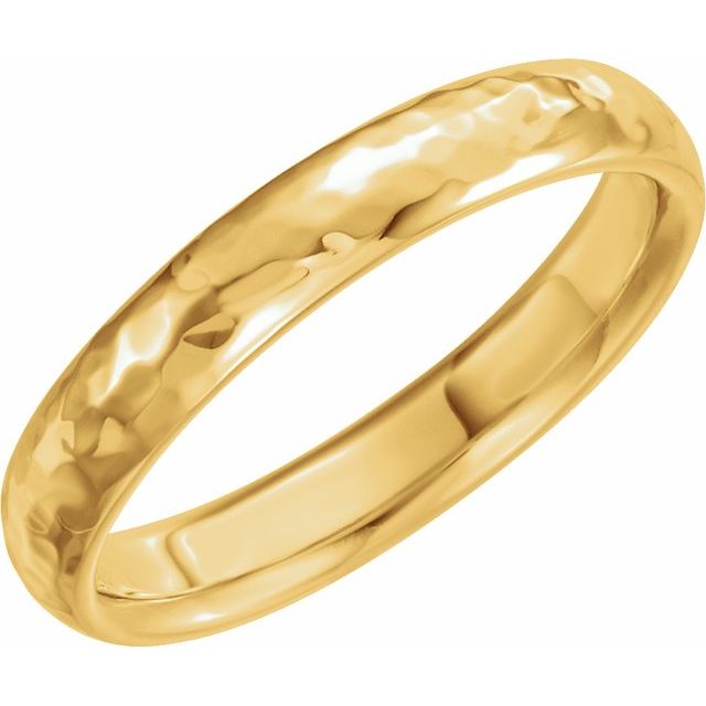 14k Yellow 4 Mm Half Round Hammered Band Size 9