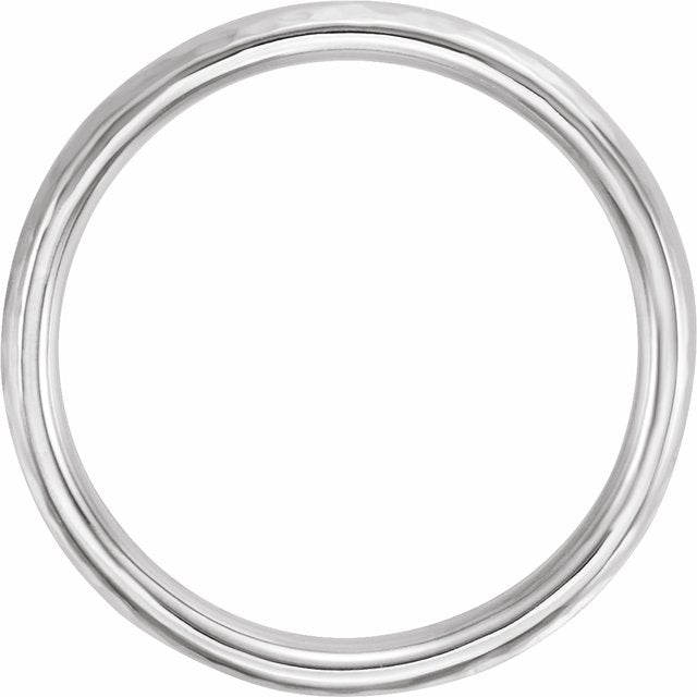 14k White 4 Mm Half Round Hammered Comfort-fit Band Size 9.5