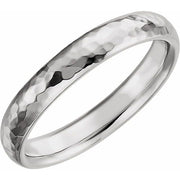14k White 4 Mm Half Round Hammered Comfort-fit Band Size 9.5