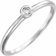 14k White .06 Ct Natural Diamond Bezel-set Ring