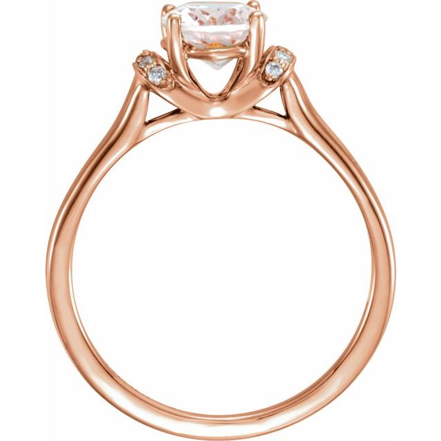 14k Rose Natural Pink Morganite & .05 Ctw Natural Diamond Ring