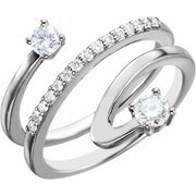 14k White 1/2 Ctw Natural Diamond Freeform Ring