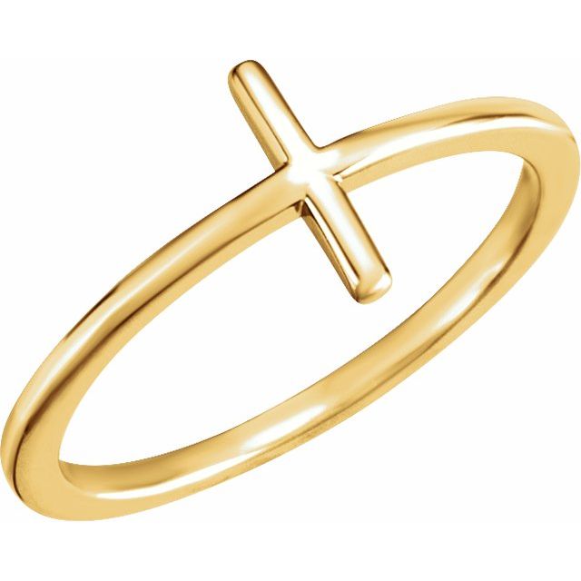 14k Yellow Sideways Cross Ring