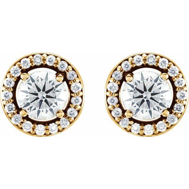 14K Yellow 1/2 CTW Natural Diamond Halo-Style Earrings