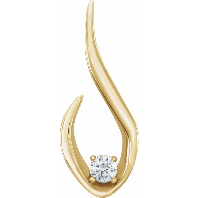 14k Yellow 1/10 Ctw Natural Diamond Freeform Pendant