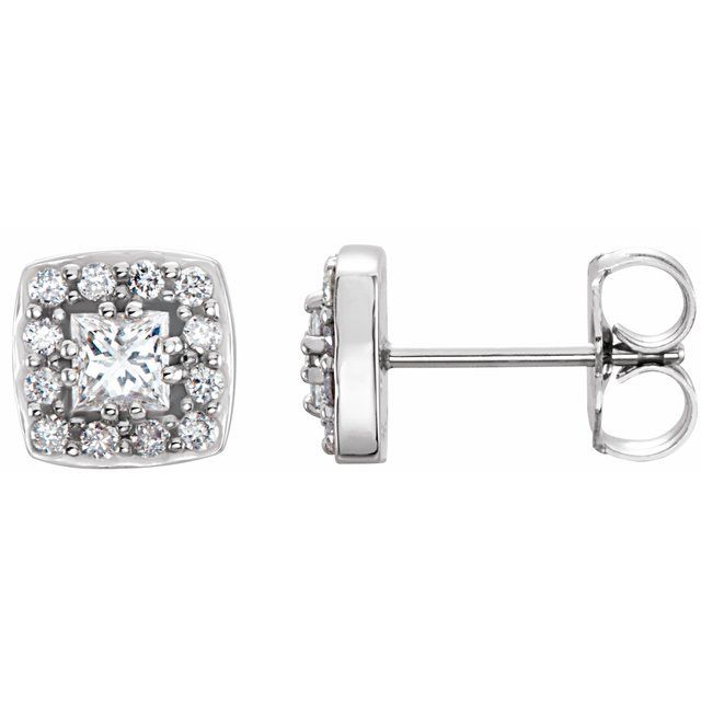 14k White 1/2 Ctw Natural Diamond Earrings
